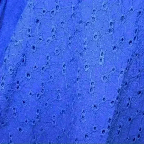 J. Crew Women's Blue Eyelet Blouse Tie Back 3/4 Sleeve Size Small - Picture 3 of 5